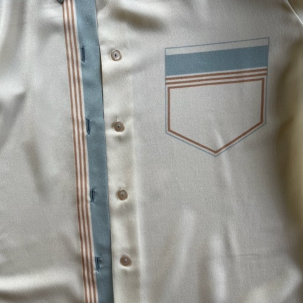 Vtg. SERGE NANCEL PARIS BLOUSE Long Sleeve, Button Down SIZE 42 Unique Graphics - Picture 8 of 9